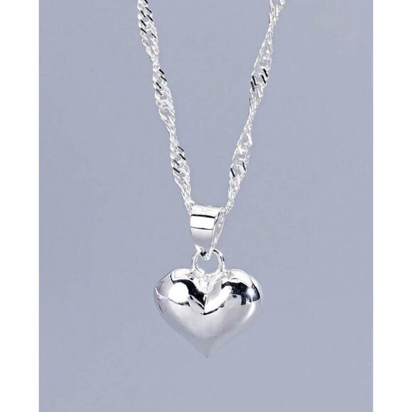 925 Sterling Silver Heart Pendant Necklace With Twisted Chain For Women - Picture 3 of 4